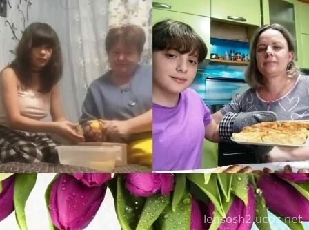 Маша и Лариса со своими мамами готовят кулинарные изделия