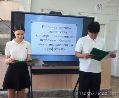 Учащиеся 11 класса выступают с докладом на научно-практической конференции